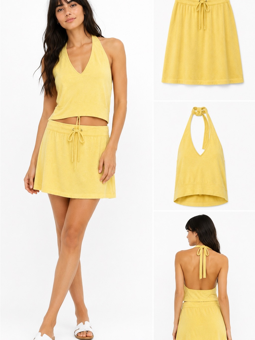 NWOT Moda International French TerryHalter Top & Skirt Set - S Top & XS Bottom